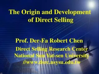 The Origin and Development of Direct Selling