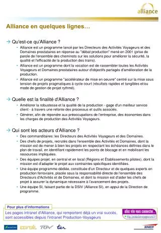 alliance en quelques lignes