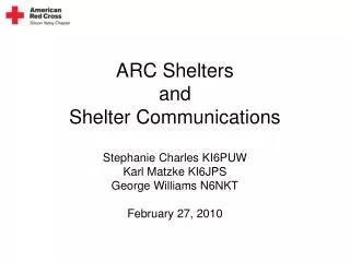 ARC Shelters and Shelter Communications