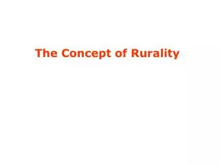 The Concept of Rurality