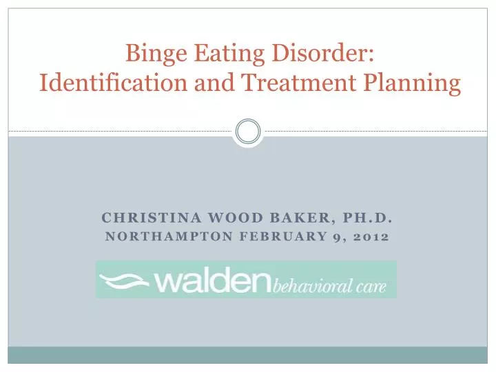 binge eating disorder identification and treatment planning