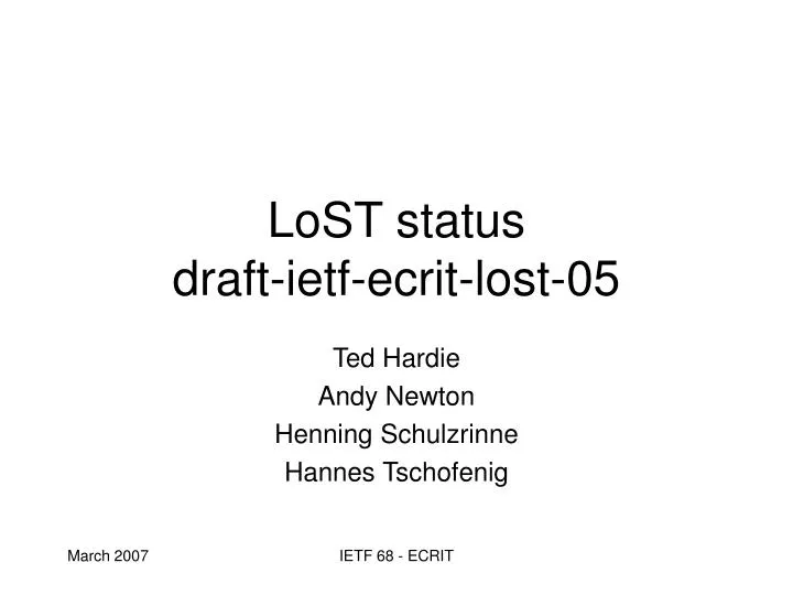 lost status draft ietf ecrit lost 05