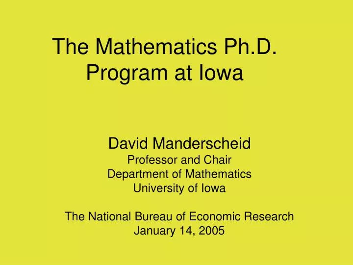 the mathematics ph d program at iowa
