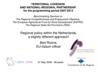 TERRITORIAL COHESION AND NATIONAL-REGIONAL PARTNERSHIP