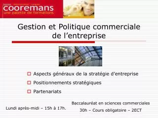 gestion et politique commerciale de l entreprise