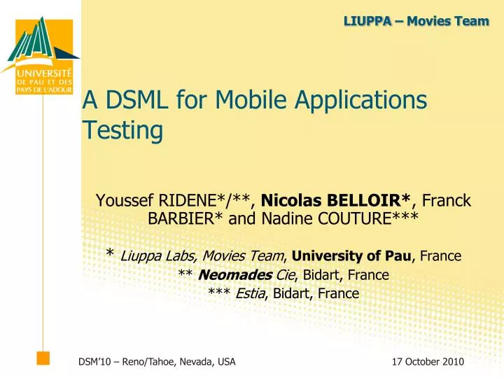 a dsml for mobile applications testing