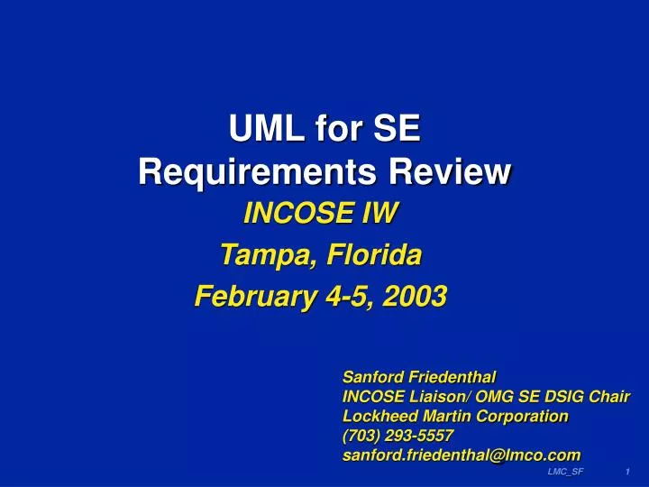 uml for se requirements review