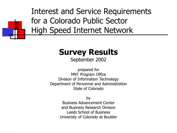 interest and service requirements for a colorado public sector high speed internet network