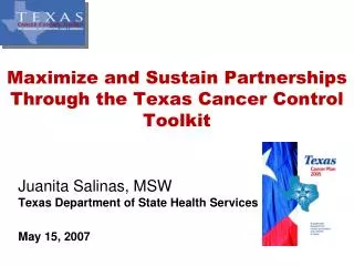 Maximize and Sustain Partnerships Through the Texas Cancer Control Toolkit