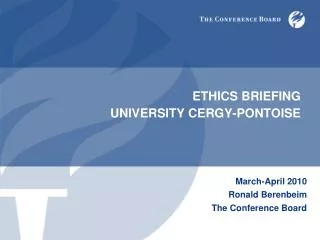 ETHICS BRIEFING UNIVERSITY CERGY-PONTOISE