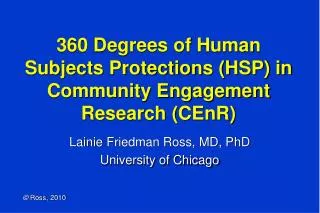 360 Degrees of Human Subjects Protections (HSP) in Community Engagement Research (CEnR)