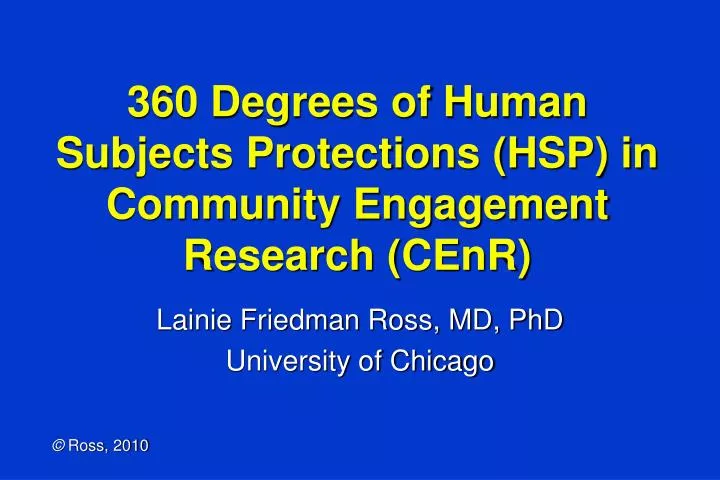 360 degrees of human subjects protections hsp in community engagement research cenr