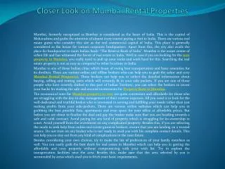 Closer Look on Mumbai Rental Properties