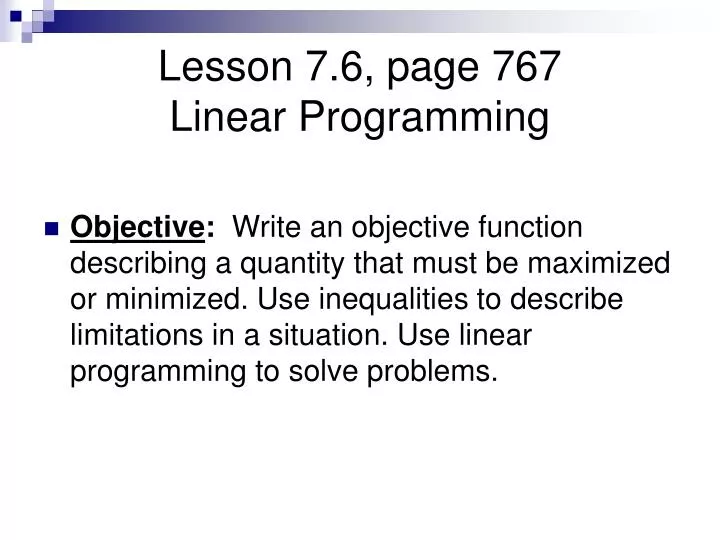 lesson 7 6 page 767 linear programming