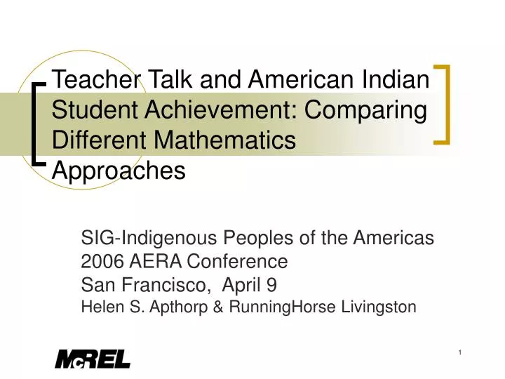 teacher talk and american indian student achievement comparing different mathematics approaches