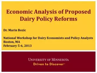 Economic Analysis of Proposed Dairy Policy Reforms