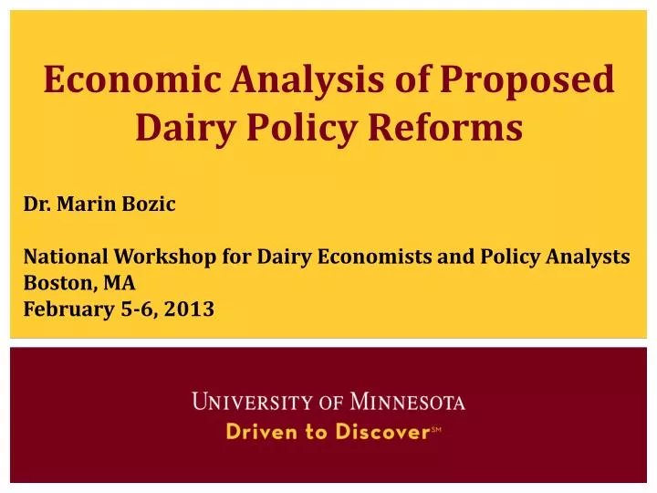 economic analysis of proposed dairy policy reforms