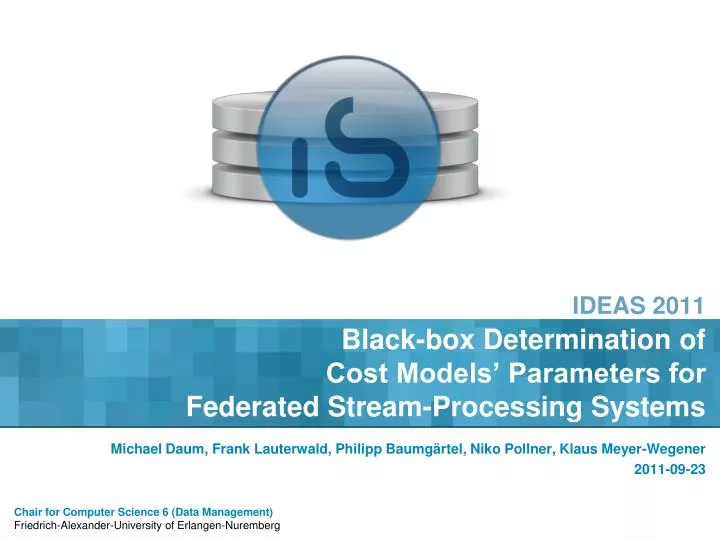 black box determination of cost models parameters for federated stream processing systems