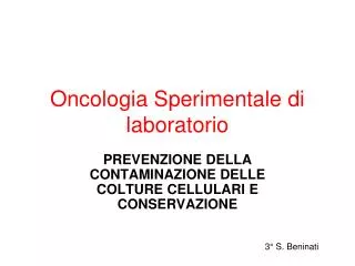oncologia sperimentale di laboratorio