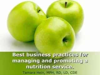 Best business practices for managing and promoting a nutrition service.