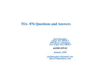 TIA- 876 Questions and Answers