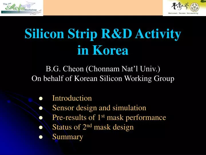 silicon strip r d activity in korea