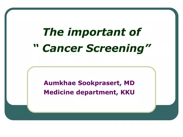 the important of cancer screening