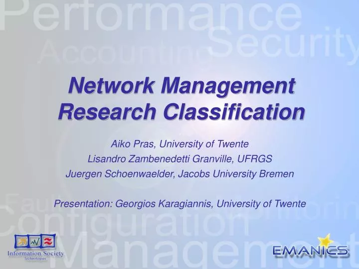 network management research classification