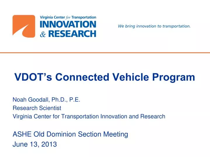 vdot s connected vehicle program