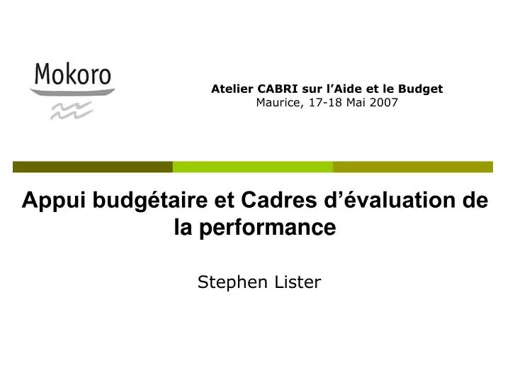 appui budg taire et cadres d valuation de la performance