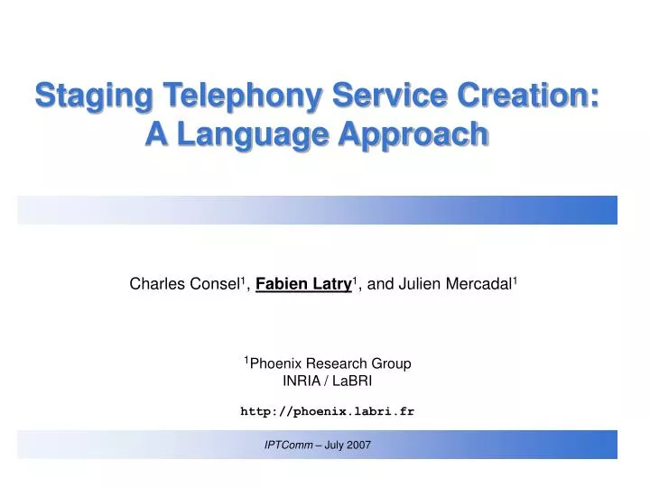 staging telephony service creation a language approach