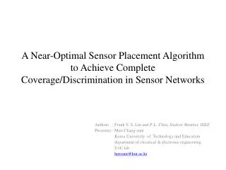 Authors : Frank Y. S. Lin and P. L. Chiu, Student Member, IEEE Presenter : Mun Chang-min