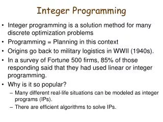 Integer Programming