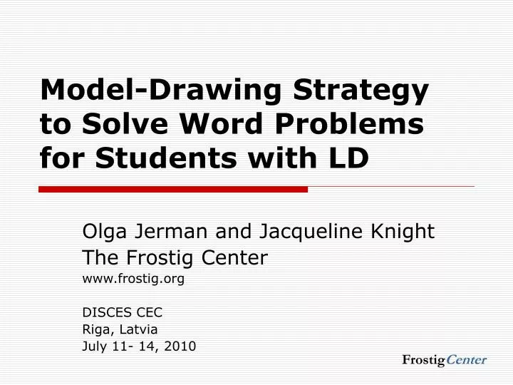 model drawing strategy to solve word problems for students with ld