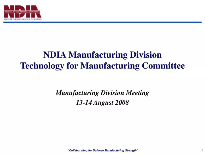 ndia manufacturing division technology for manufacturing committee