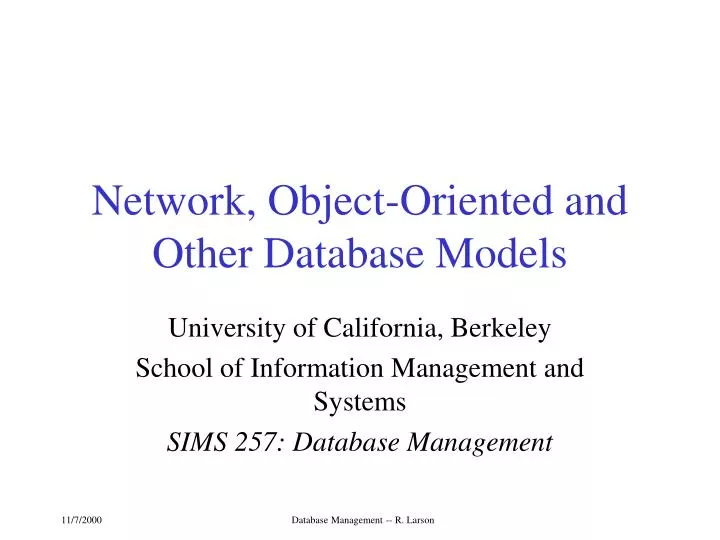 network object oriented and other database models
