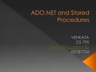 ADO.NET and Stored Procedures