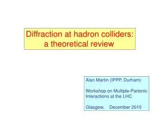 Diffraction at hadron colliders: a theoretical review