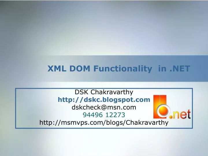 xml dom functionality in net