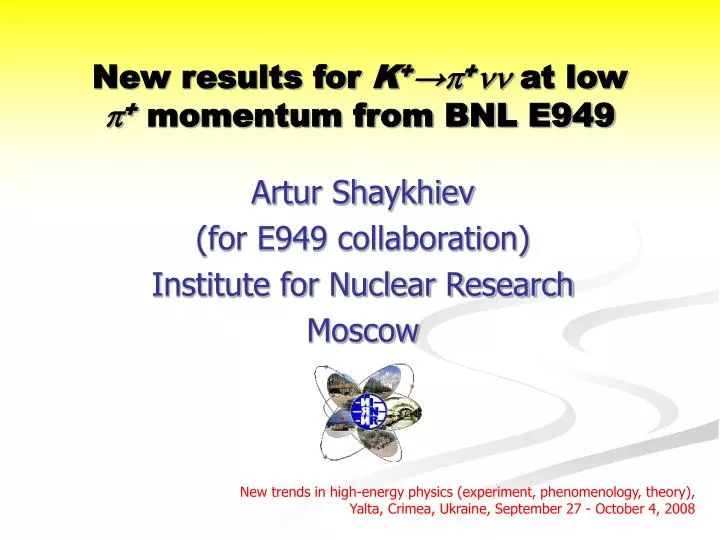 new results for k at low m omentum from bnl e949