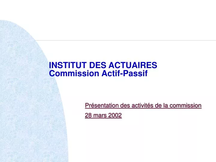 institut des actuaires commission actif passif
