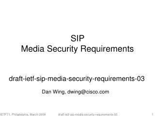 SIP Media Security Requirements