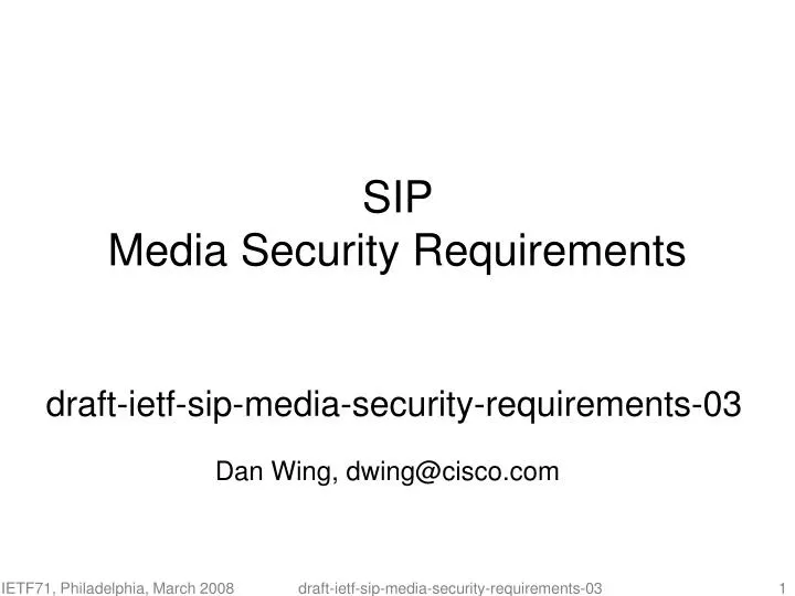 draft ietf sip media security requirements 03