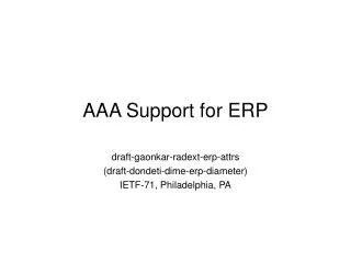 AAA Support for ERP