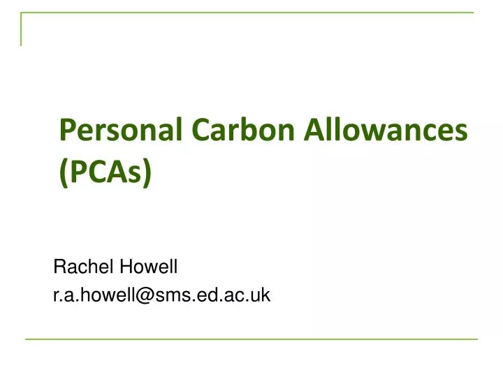 personal carbon allowances pcas
