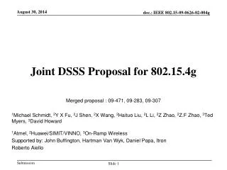 Joint DSSS Proposal for 802.15.4g