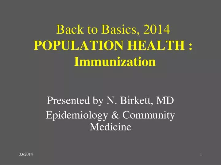 back to basics 2014 population health immunization