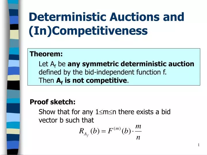 deterministic auctions and in competitiveness