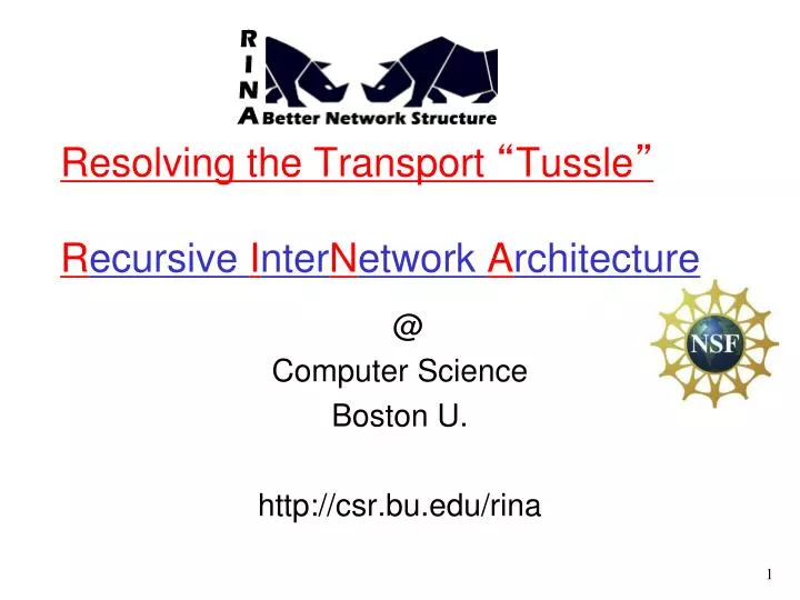 resolving the transport tussle r ecursive i nter n etwork a rchitecture