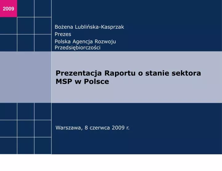 prezentacja raportu o stanie sektora msp w polsce